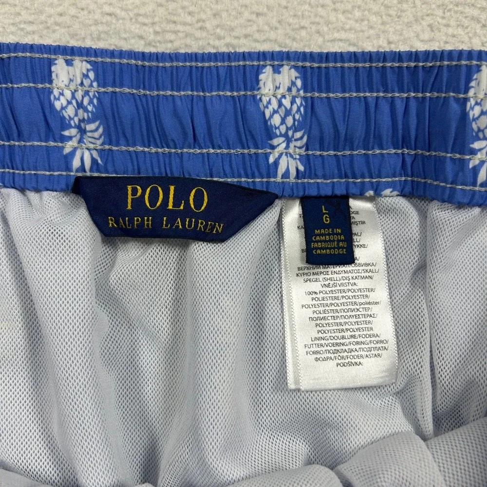 Polo Ralph Lauren Swim Trunks Mens Large Blue Pineapple Print Mesh Lined Shorts